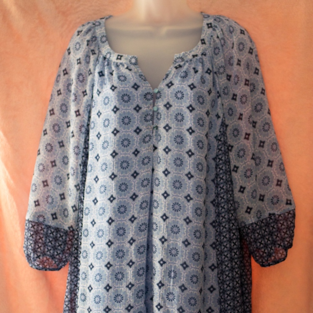 Blue Patterned Blouse